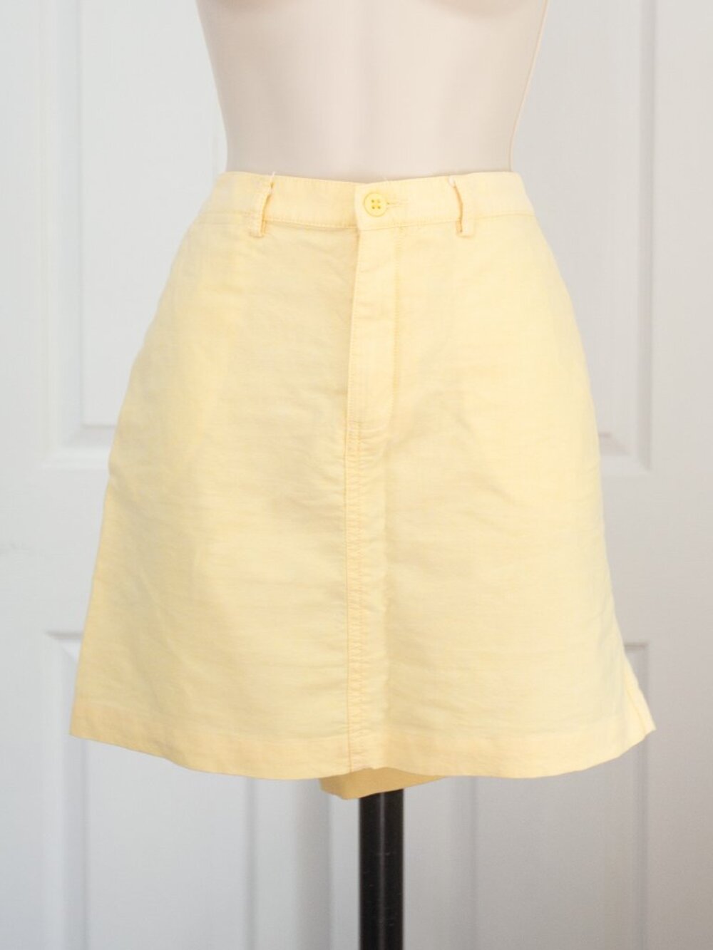 Cotton Light Pastel Yellow A-Line Mini Skirt